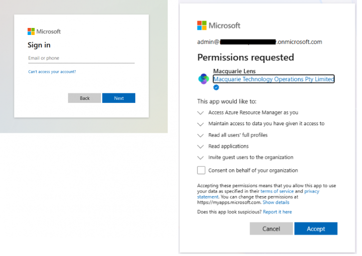 macquarie lens permissions requested